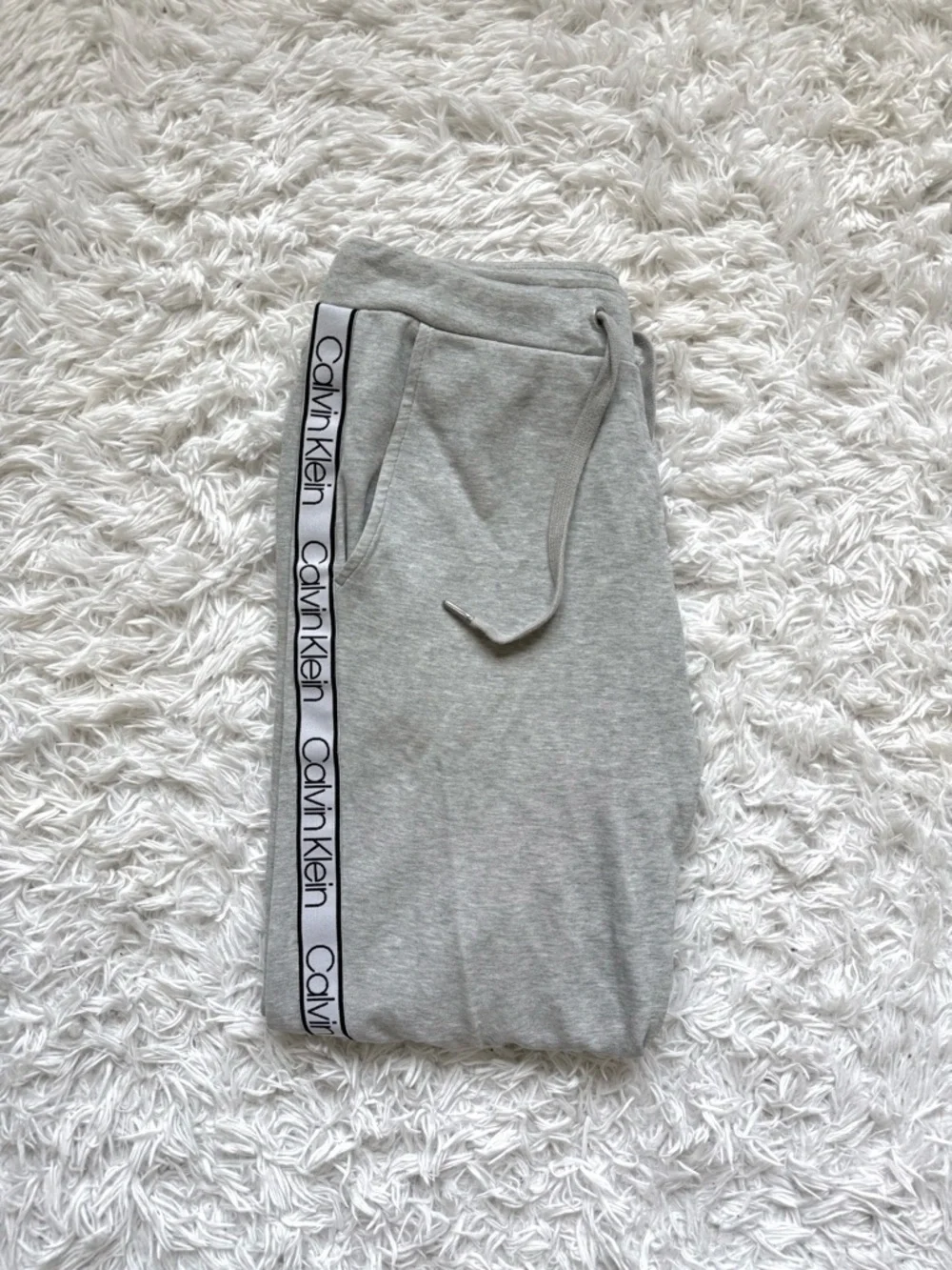 Calvin Klein Light Gray Logo-Strip Jogger Pants